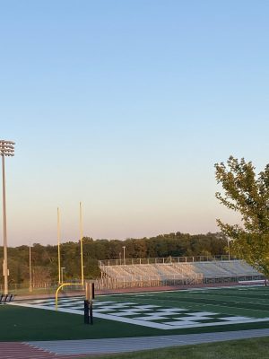 The empty football field at the District Activities Center on the evening of Sept. 16.
