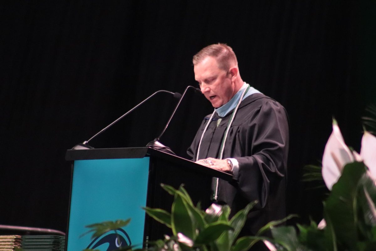 Assistant Principal Kevin Kooi delivers the 15th Staley High School Faculty Commencement Speech May 15, 2024.