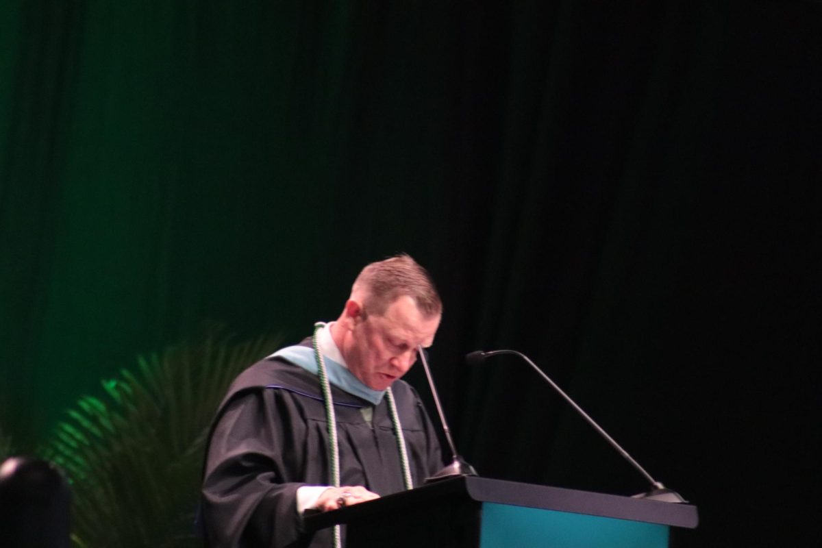Assistant Principal Kevin Kooi gives the staff address during the Class of 2024 Commencement May 15.