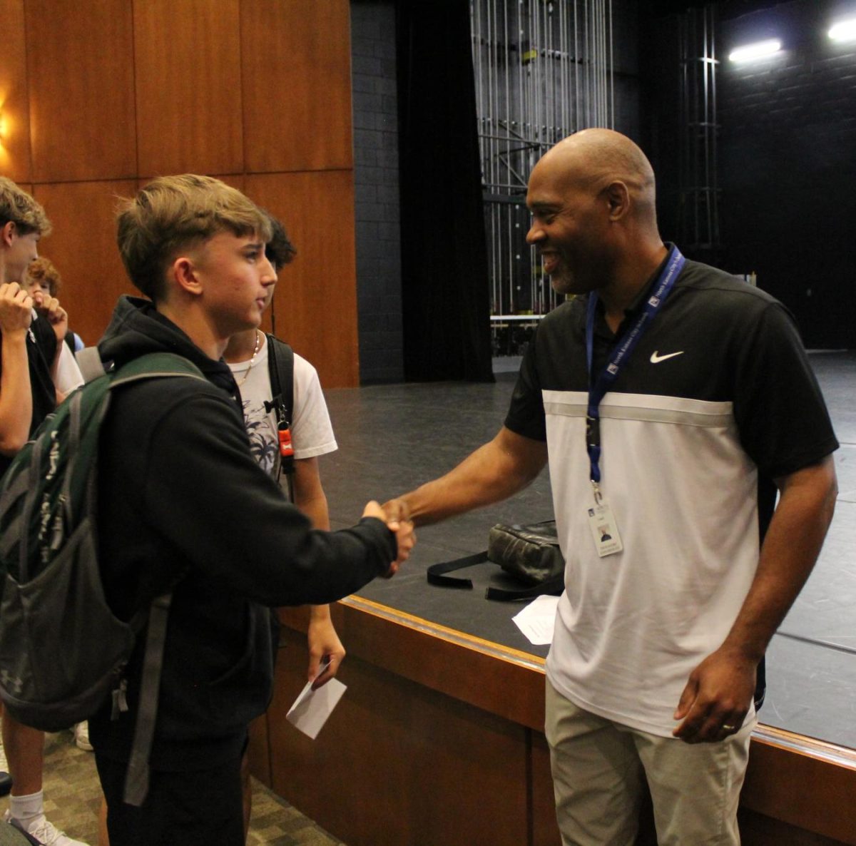 The new head baseball coach for the 24-25 season, Dionandre Josenberger, met with players today in the PAC during WIN Time.