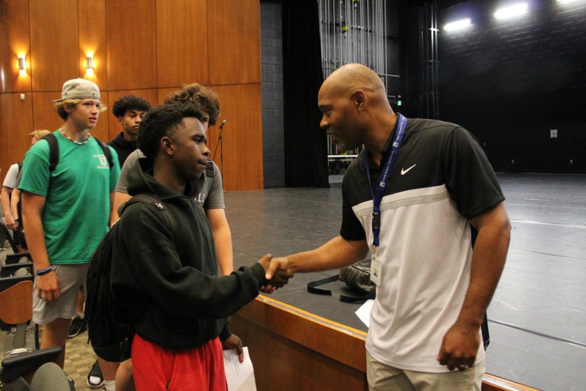 The new head baseball coach for the 24-25 season, Dionandre Josenberger, met with players today in the PAC during WIN Time.