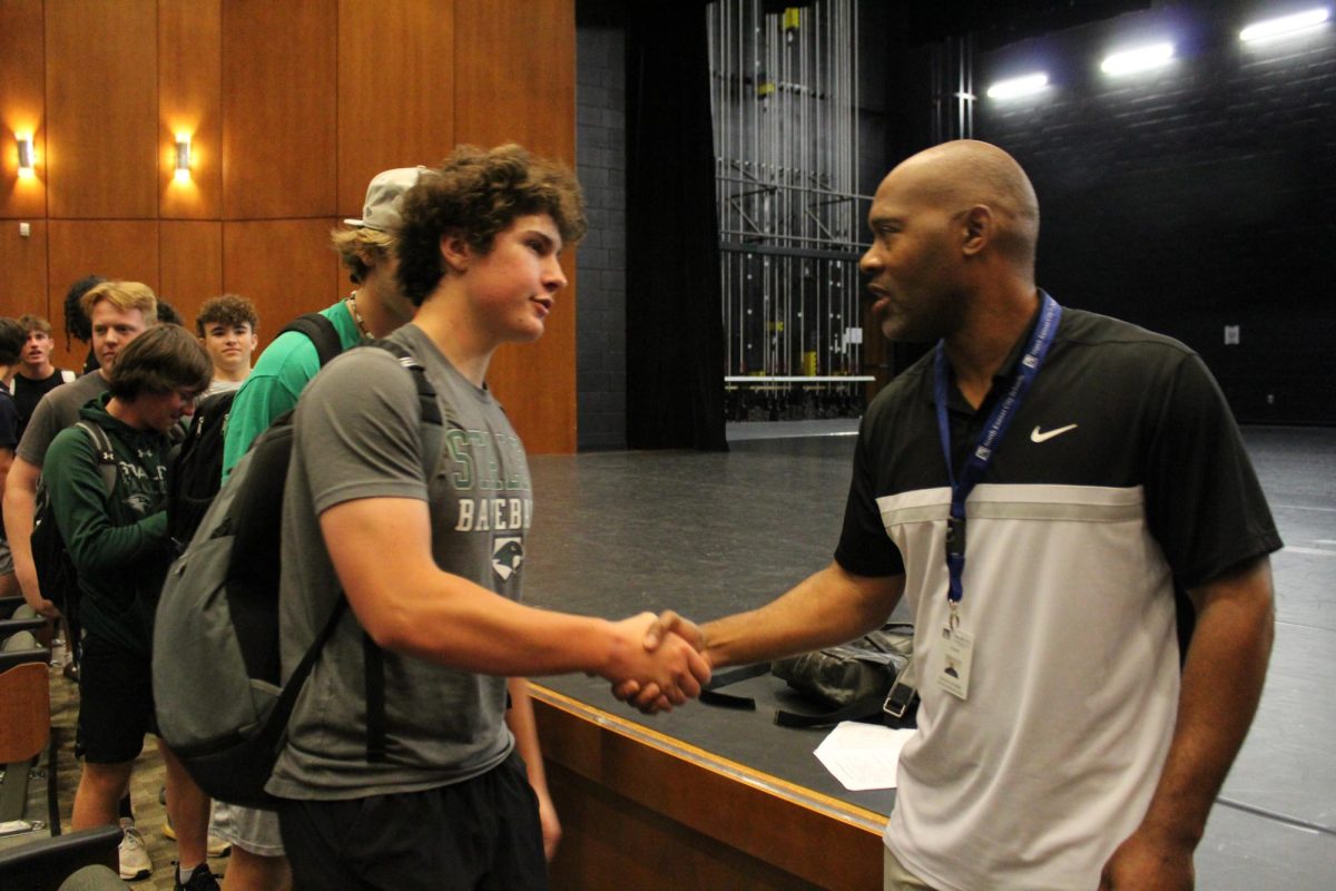 The new head baseball coach for the 24-25 season, Dionandre Josenberger, met with players today in the PAC during WIN Time.