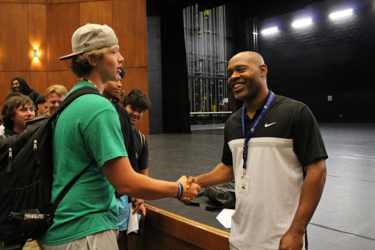 The new head baseball coach for the 24-25 season, Dionandre Josenberger, met with players today in the PAC during WIN Time.