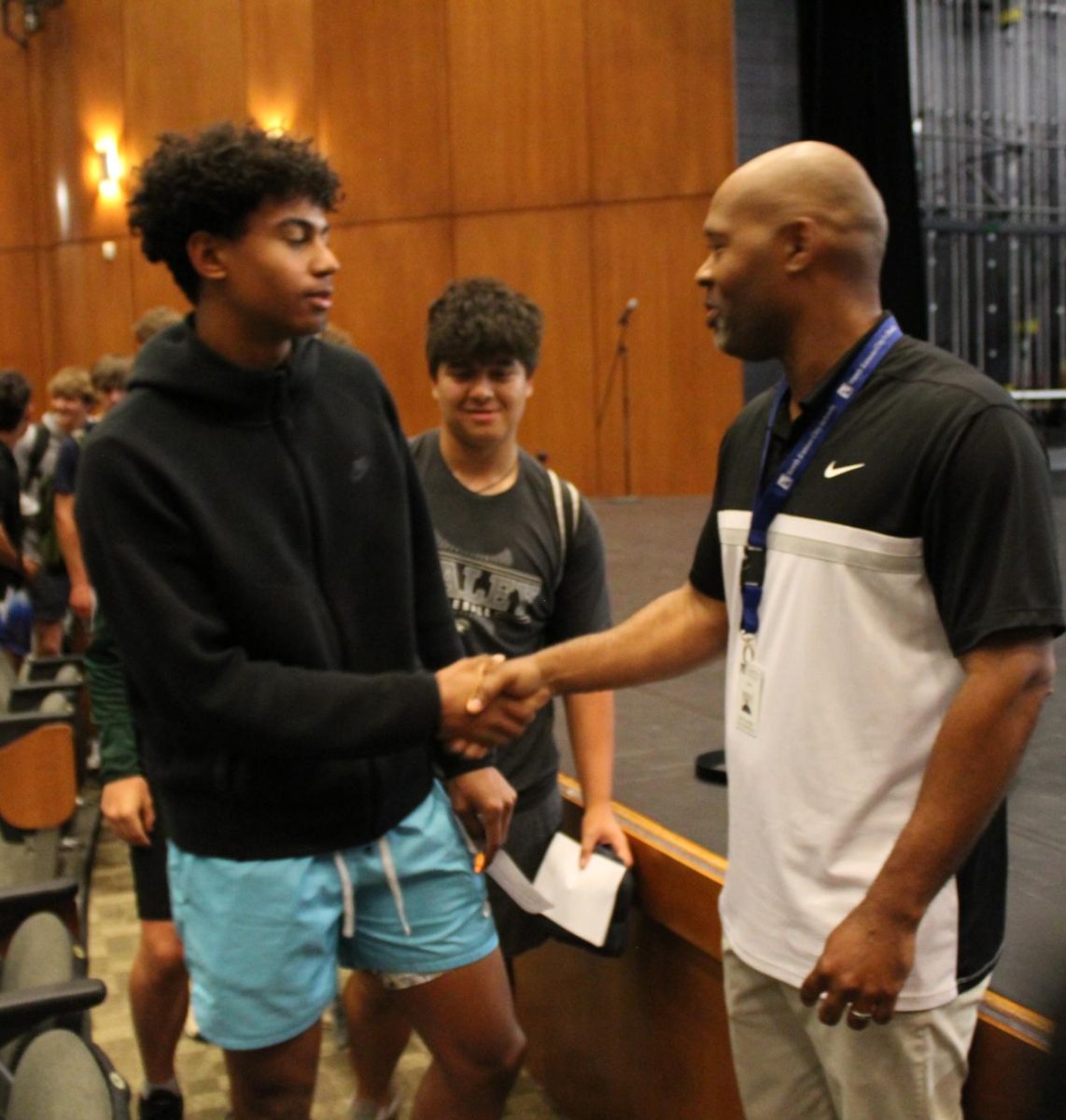 The new head baseball coach for the 24-25 season, Dionandre Josenberger, met with players today in the PAC during WIN Time.