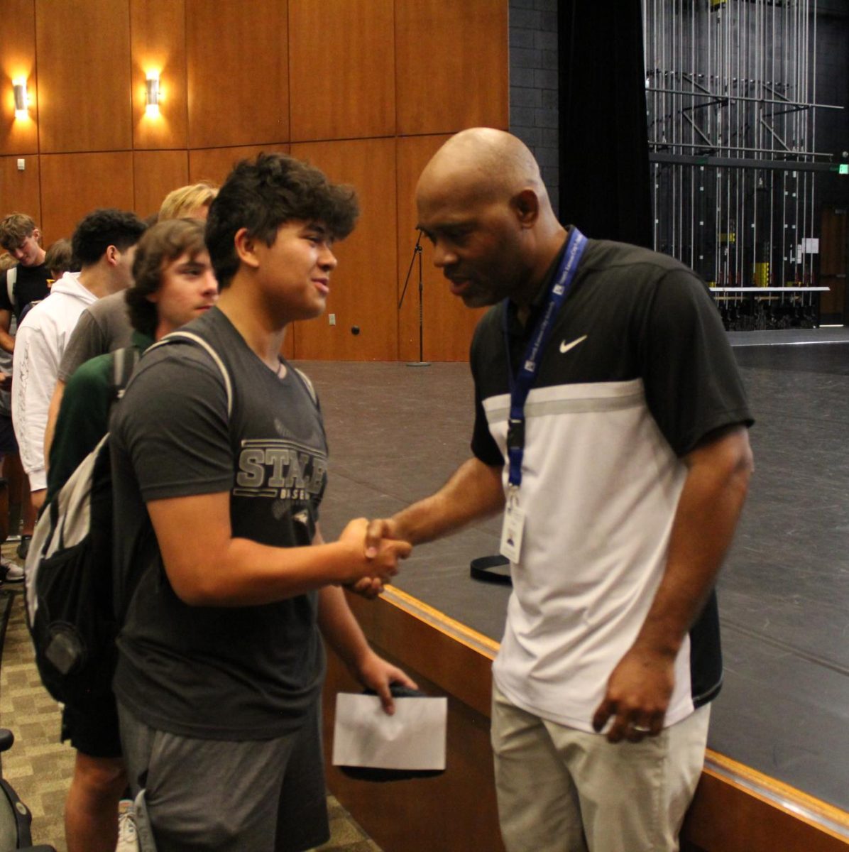 The new head baseball coach for the 24-25 season, Dionandre Josenberger, met with players today in the PAC during WIN Time.