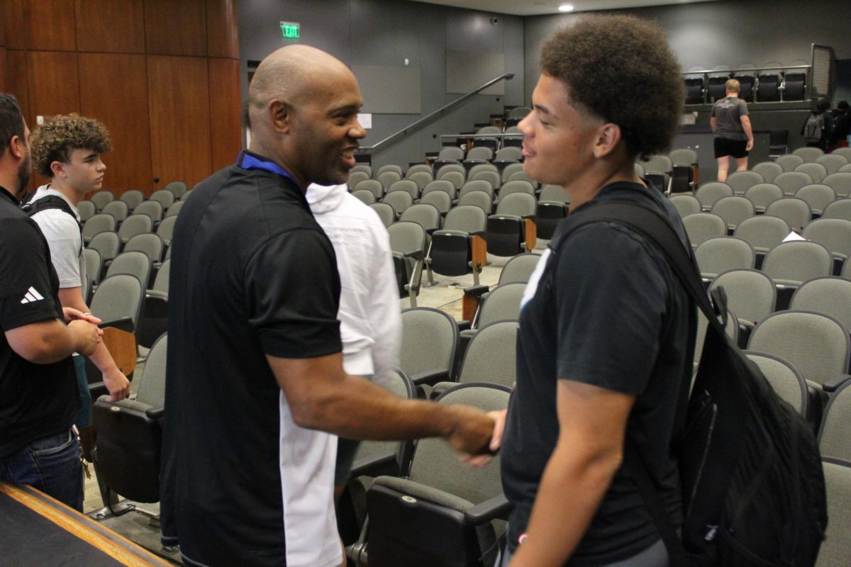 The new head baseball coach for the 24-25 season, Dionandre Josenberger, met with players today in the PAC during WIN Time.