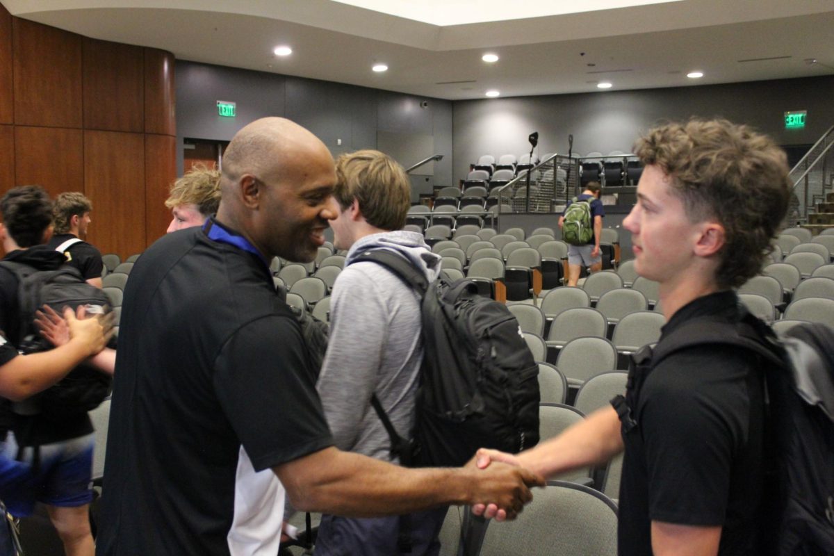 The new head baseball coach for the 24-25 season, Dionandre Josenberger, met with players today in the PAC during WIN Time.