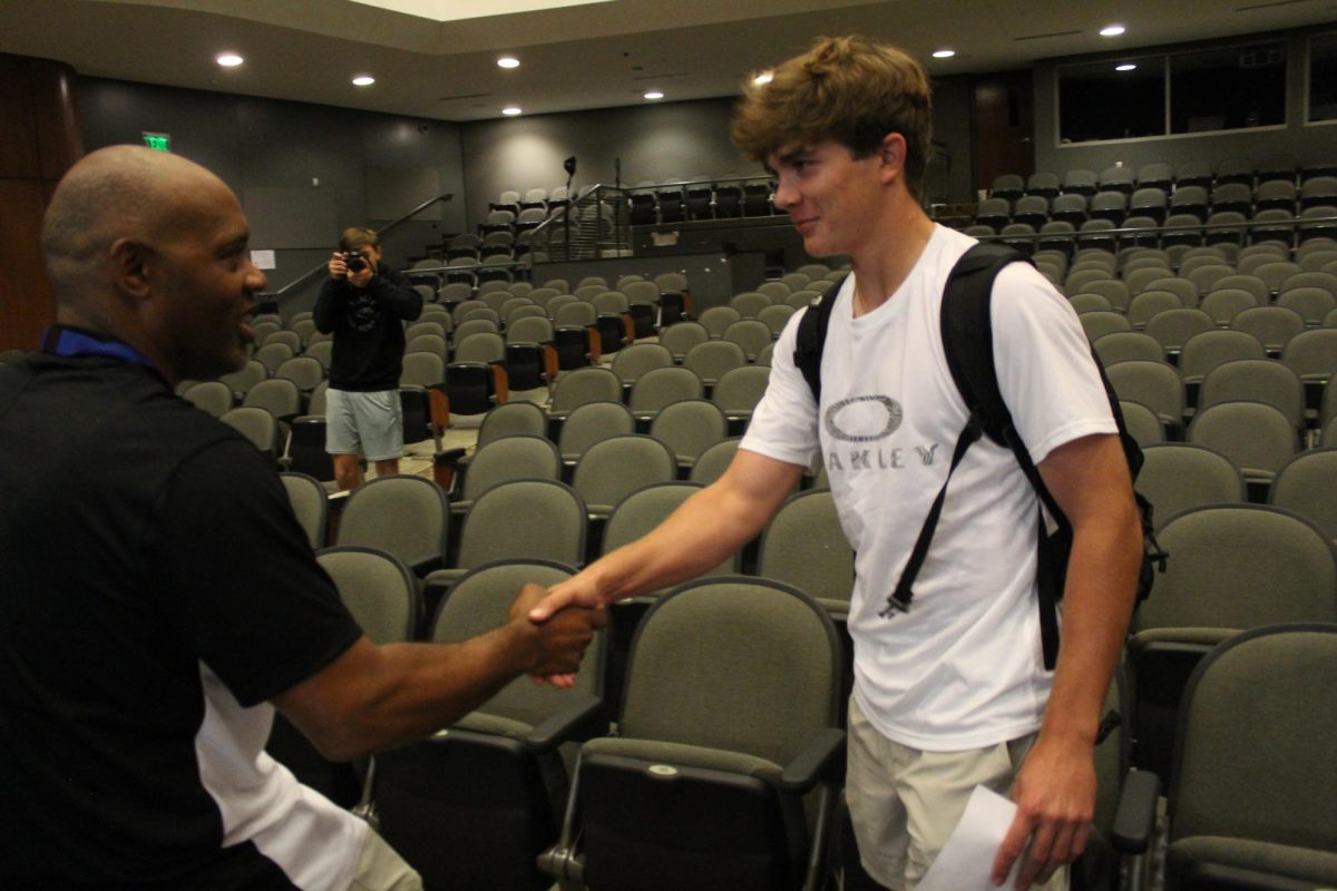 The new head baseball coach for the 24-25 season, Dionandre Josenberger, met with players today in the PAC during WIN Time.