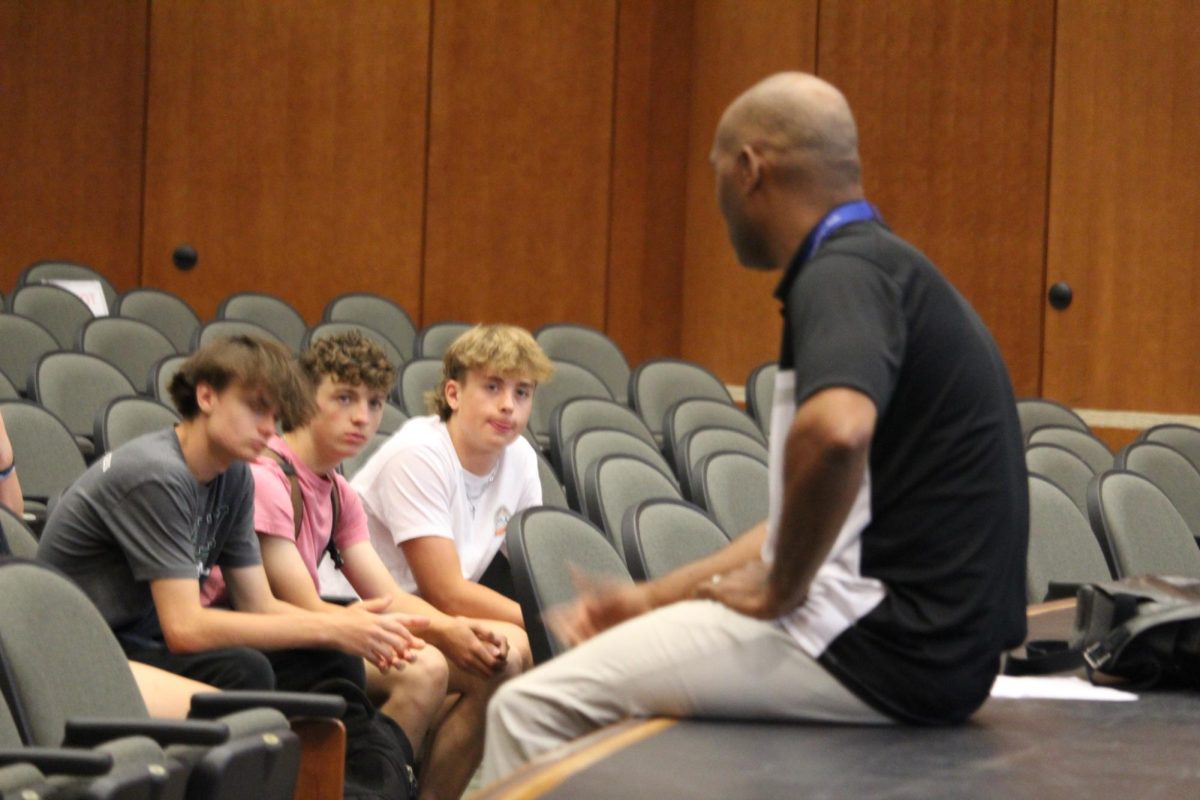 The new head baseball coach for the 24-25 season, Dionandre Josenberger, met with players today in the PAC during WIN Time.