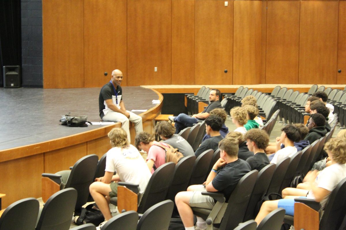 The new head baseball coach for the 24-25 season, Dionandre Josenberger, met with players today in the PAC during WIN Time.