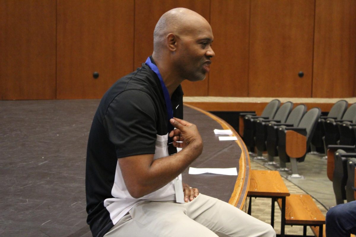 The new head baseball coach for the 24-25 season, Dionandre Josenberger, met with players today in the PAC during WIN Time.