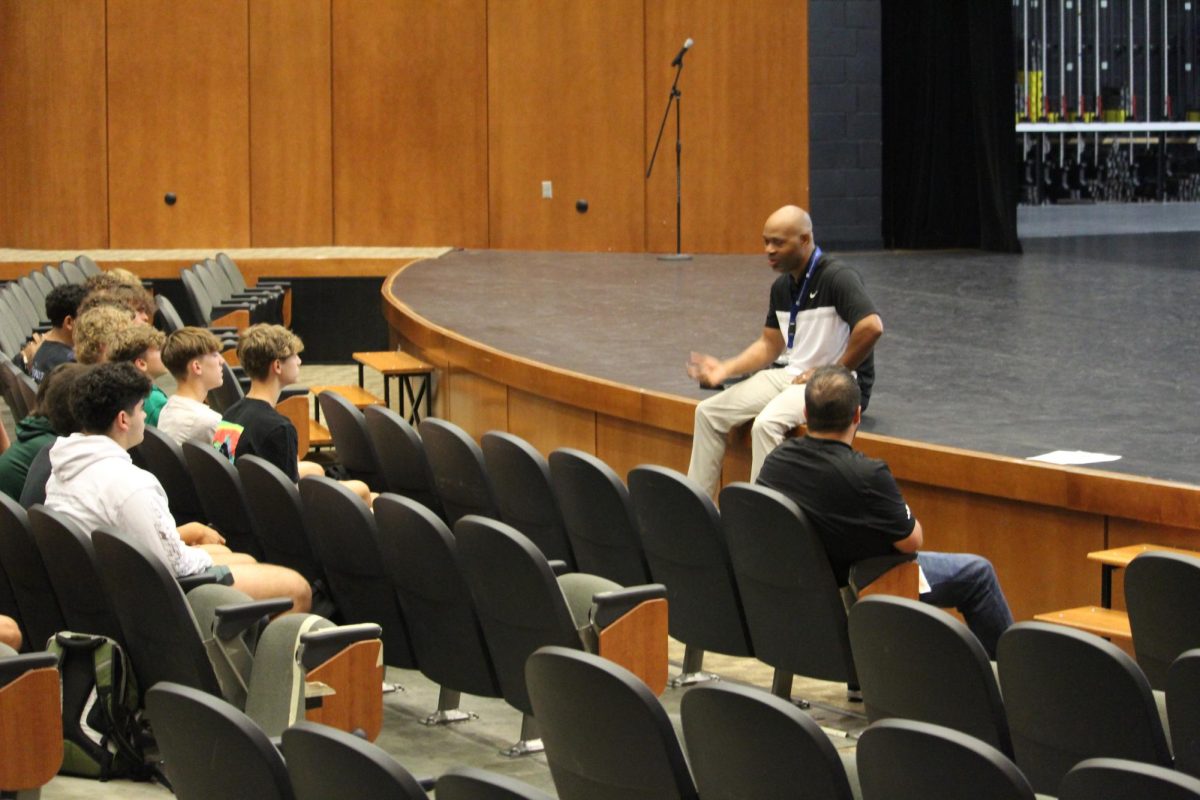 The new head baseball coach for the 24-25 season, Dionandre Josenberger, met with players today in the PAC during WIN Time.