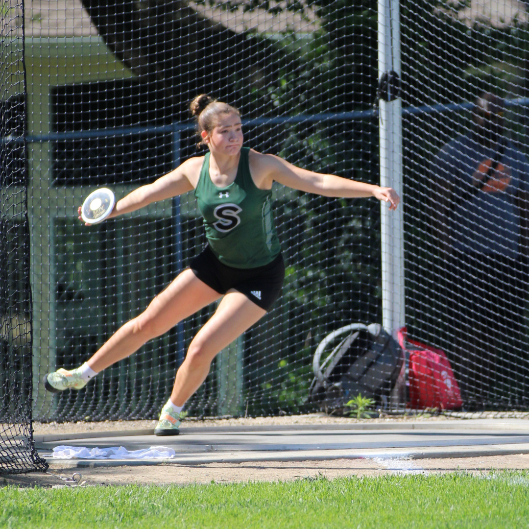 Thrower senior Katy Taylor competes at districts, earning the district championship May 11. She is set to compete at state May 24 and 25.