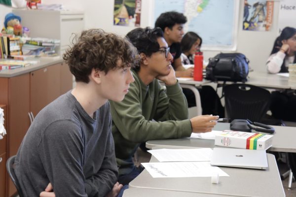 Students listen in Spanish teacher Hollye Willard's Spanish For Heritage Speakers 2 class Nov. 1
