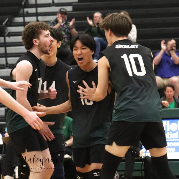 The district champs varsity boys volleyball team's season ended tonight at home against Rockhurst High School. The final score was 0-3.
