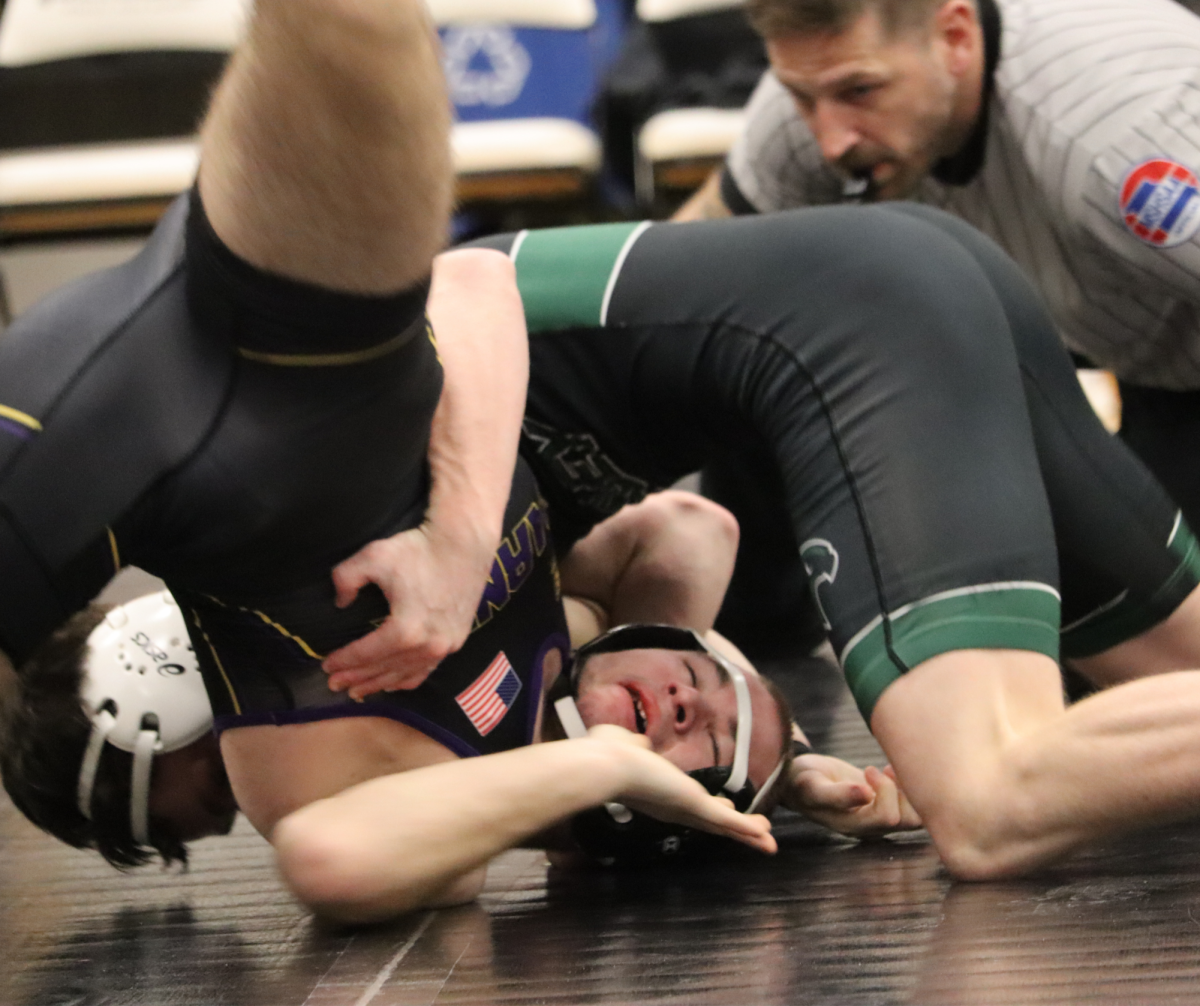 Senior Miller Sipes earns his 100th wrestling win Jan. 22.